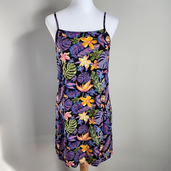 Vans Dresses & Skirts - Vans Floral Slip Dress Womens Small Black Tropical Adjustable Strap Vacation